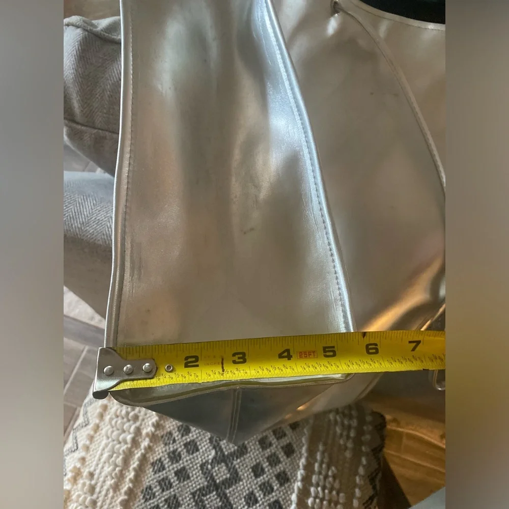 Harrods Knightsbridge Silver Long Handle Tote Nylon Coated with PVC